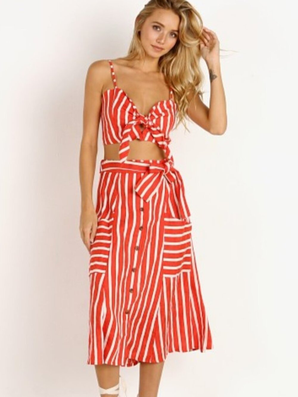 NWT Faithful the Brand Gonzales Linen Striped Skirt, Sz- 8 - Picture 2 of 10